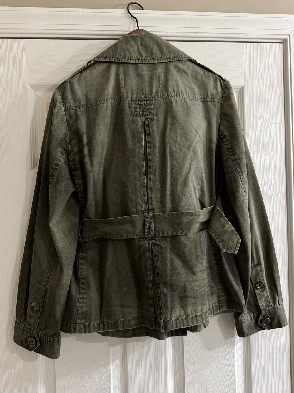 Burberry Brit Olive Green Cotton Belted Short Military style Trench Jacket - Picture 2 of 4